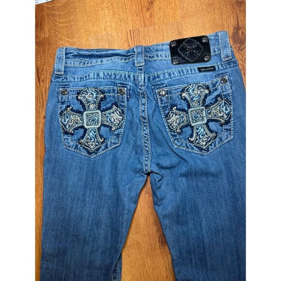 Women's Size 28 Miss Me Boot Cut Jeans Bling Crosses JP5697B Y2K - Picture 11 of 12